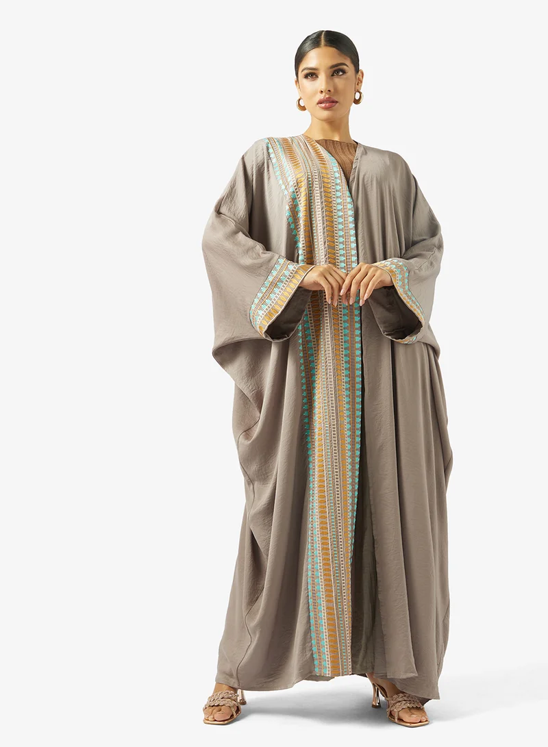 hayas closet  Embroidered Abaya With Sheila for Women | Best Price UAE